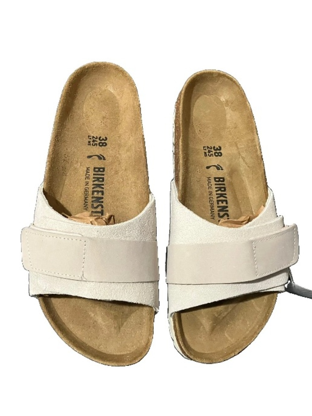 Birkenstock Oita Suede Leather Slide Sandals Antique White Womens Size 7 38 EU